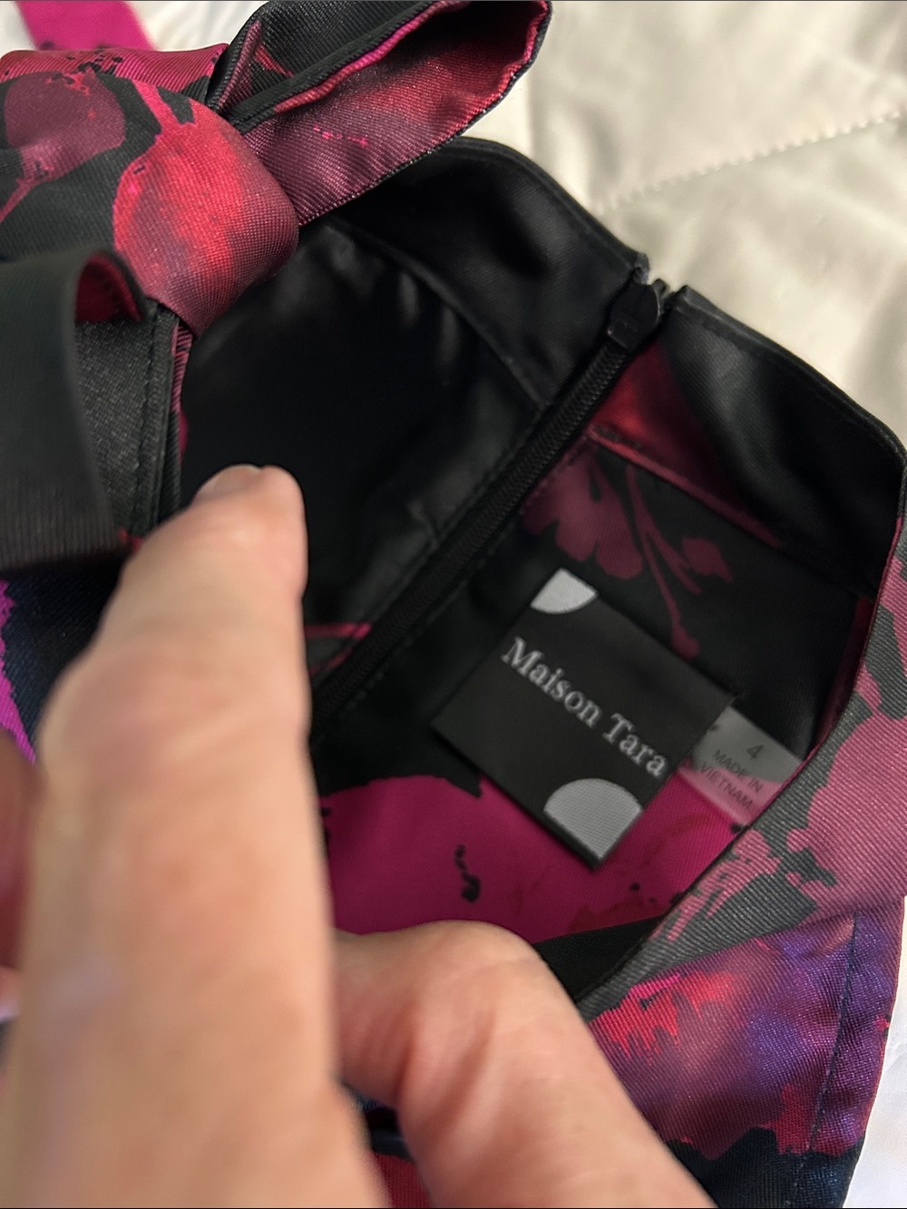 Maison Tara Black Dress with Pink and Magenta Floral Accents - Picture 3 of 5